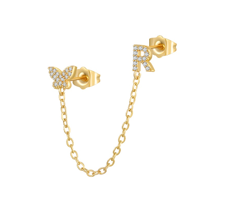 Minimalist Style Fashion Tassel Butterfly Letter Combination Earrings 26 English Letter Earrings Earrings Earrings R