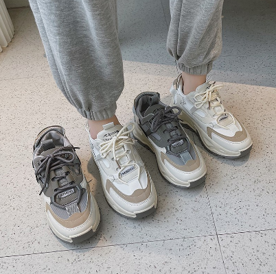 SUREWIN Korean Fashion Sneakers Women's Rubber Shoes For Women Chunky Shoes White Shoes(add 1 size)