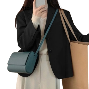 Lovito Women Casual Plain Button Blazer LNA30271 (Black)