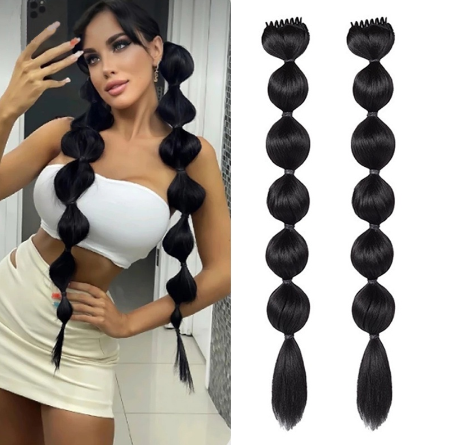 100CM/60CM Long Bubble Ponytail Hair Extension Hair Wigs For Women Pony Tail Wigs with Grapper Clip
