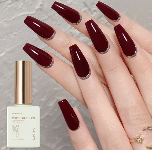 1pc Red Wine Gel Nail Polish 15ML Soak Off Glitter Gel Polish For All Seasons - Home Salon Nail Art DIY