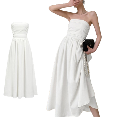 Lovito Women Casual Plain Plicated Dress L76AD156