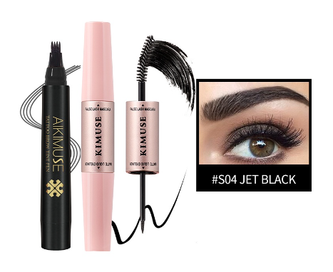 Kimuse 2 in 1 Mascara Eyeliner + Eyebrow Pencil Waterproof Eye Makeup Set