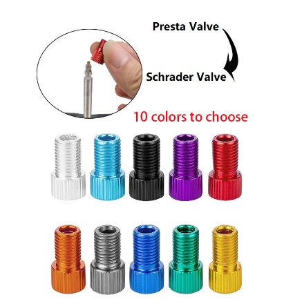 10 Colour Aluminum Bicycle Bike Valve PRESTA to SCHRADER Converter Car Valve Adapter