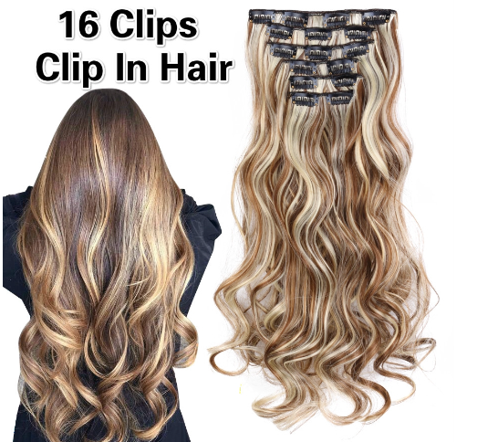 16 Clip In Hair Extensions Hair Accessories Long Curly Hair Extension Clip Synthetic Hair Wigs