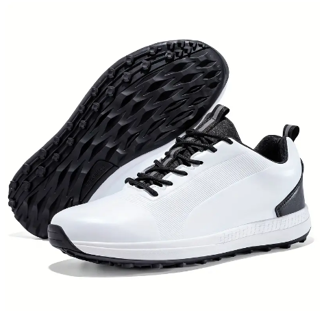 Men's Solid Non-slip Golf Shoes, Professional Lace Up Sports Sneakers - Perfect For Better Performance