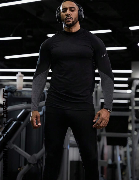 Manfinity Sport Corelite Men's Color Block Zipper Long Sleeve Sports T-Shirt Workout Tops