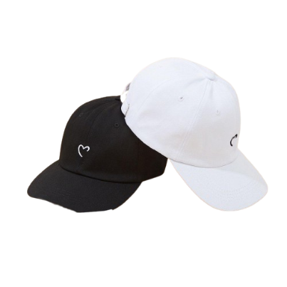 Lovito Casual Heartshape Embroidery Baseball Cap Hats For Women L233L248 (Black/White)