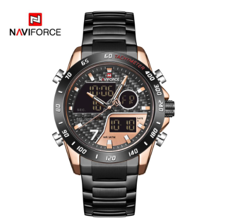 Naviforce NF9171 Men Top Brand Fashion Sport Military Waterproof Quartz Wristwatch  BLACK GOLD