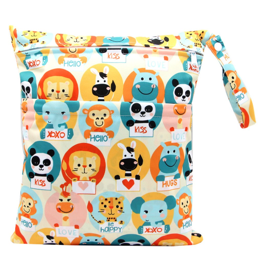 Diaper Wet Dry Bags Duble Zipper Printed Portable Waterproof Dag Storage Bag Swimwear Bag  30x36cm