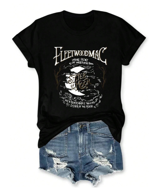 Women's Casual Daily Wear All-Match Tee With Lovely Heat Transfer Decoration, Suitable For Commuting*Women's Letter & Moon Print T-Shirt - Casual Short Sleeve Top For Spring & Summer