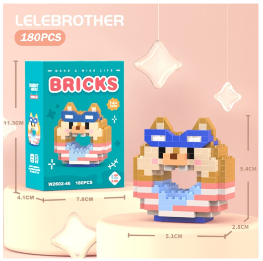 Lboyu Cute Cartoon Donut Building Block Ornaments Compatible with Lego Children's Toys M31