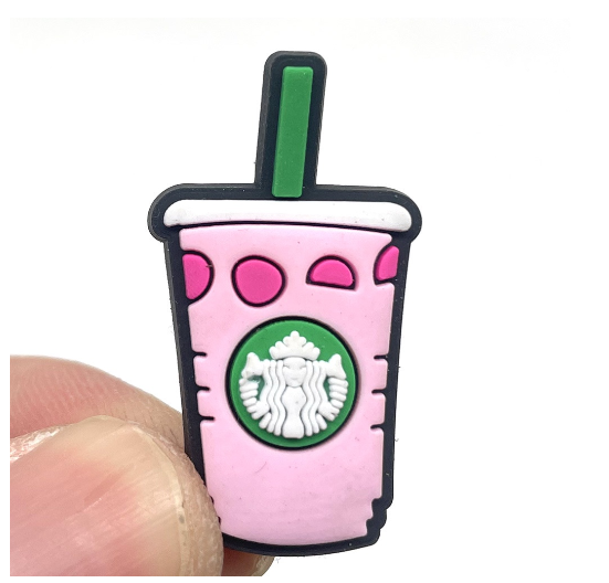 Cute Coffee Jibits Croc Milk Tea Jibitz Charm Pin Milktea Shoe Charms Starbucks Croc Jibbits for Men Shoes Accessories Decoration MT9