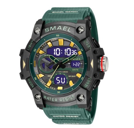 SMAEL Sports Outdoor Men's Watches Dual Display Analog Digital Wrist Watches LED Alarm Stopwatch Waterproof Tactical Male Clock 007