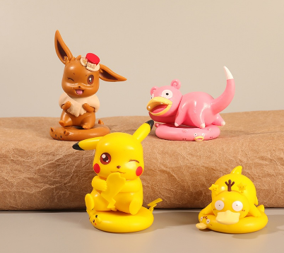 4Pcs/Set 5cm Pokemon Anime Figure Pikachu Eevee Slowpoke Psyduck Pocket Monster Q Version PVC Action Figures Model Toys Doll Kids Gifts
