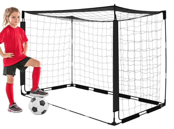 6x4ft Square Soccer Goal Net for Kids with Carry Bag & Magic Tape for Portable Easy Assembly and Lightweight Fun for Backyard
