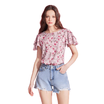 Lovito Women Boho Ditsy Floral Ruffle Blouse L74ED098
