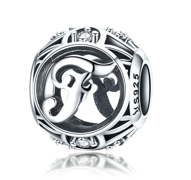 Bamoer 26 Letters A to Z Charm Sterling Silver 925 Bead For Bracelet & Necklace DIY Fashion Accessories T