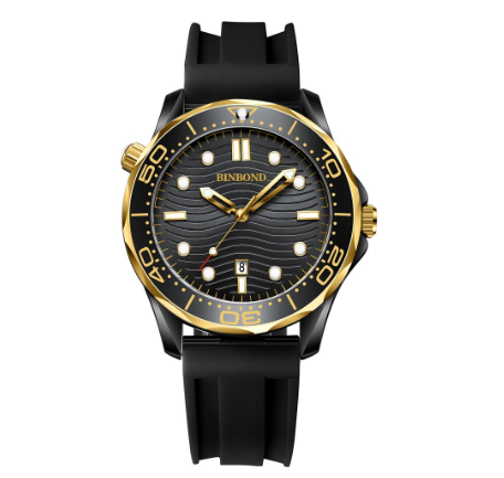 Binbond Men Business Steel Band Quartz Watch Rotating Dial Waterproof Unique Watch Men M2
