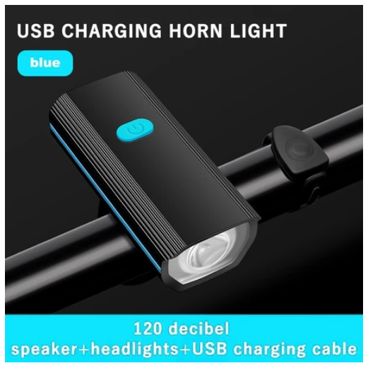 Bike Light with Horn USB Rechargeabl Waterproof Multi-mode Night Light for Mountain Bike Flashlight B2