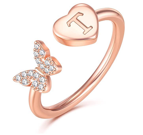 26 English letters Diamond ring Women's adjustable opening copper ring Jewelry T