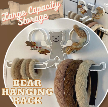 Wall Mounted Bear Storage Hanging Rack Large Capacity For Towel Tissue Hair Clip Scrunchies Headband