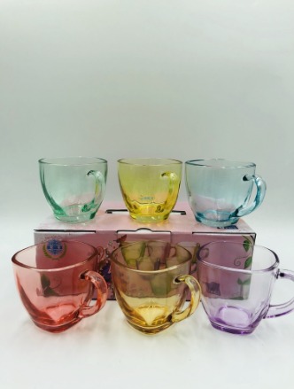 6 pcs Glassware Coffee Cup Multicolor