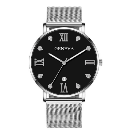 Original GENEVA Luxury Diamond Stainless Steel Waterproof Quartz Fashion Watch for men's Women's 12