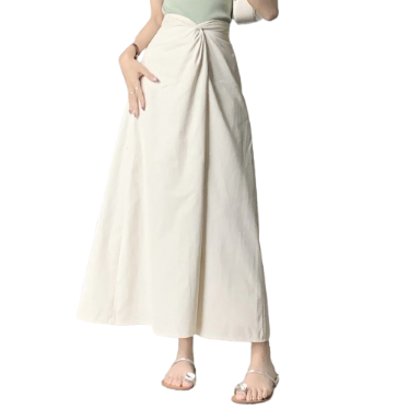 Lovito Women Casual Plain Knot Ruffle Hem Skirts LNE29461 (Off White)