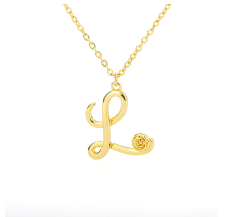 Dainty Gold Letter Necklace Tiny 26 Capital A-Z Pendant Choker Necklace,Cute Personalized Name Necklace Gold Jewelry Necklace L