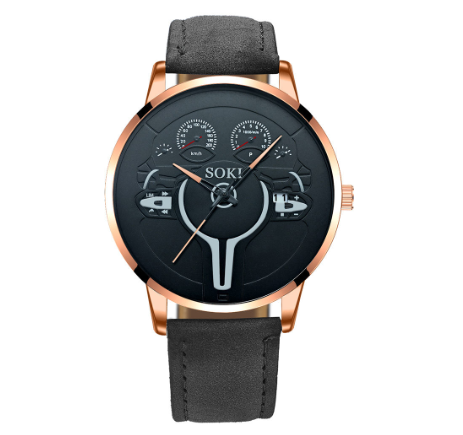 Men's calendar sports watch quartz watch Fashion Pu leather strap student watch 002