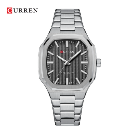 CURREN top luxury fashion trend business temperament leisure simple classic design quartz waterproof men's watch 8458 X SILVER GRAY