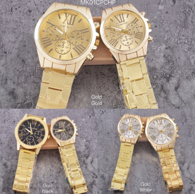 Stainless Steel Gold Silver Couple Watch