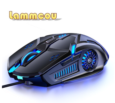 Lammcou Computer Ergonomic Gaming Mouse USB Wired Game Mouse 3200 DPI Silent Mice with LED Backlight 6 Button