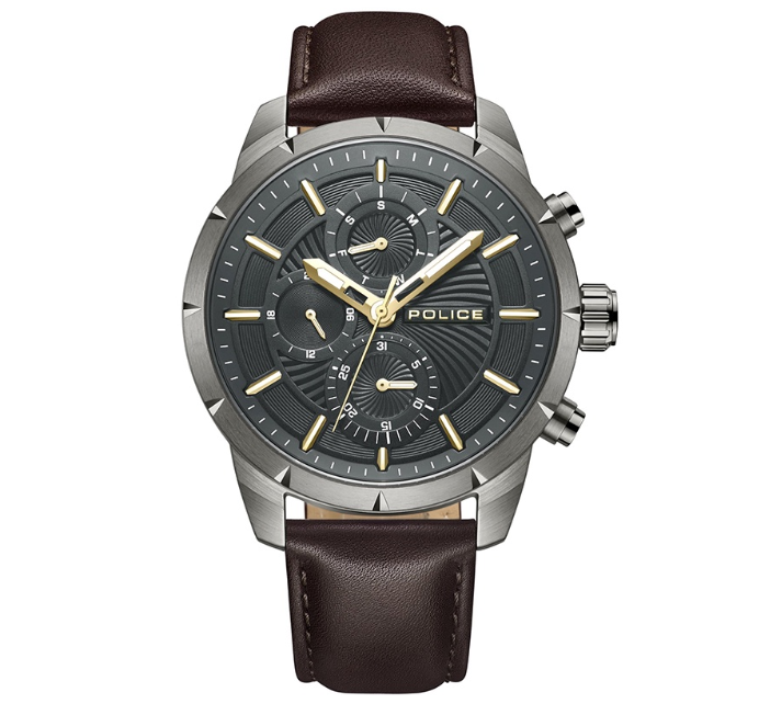 Police Neist Brown Leather Analog Quartz Watch For Men PPEWJF2227102