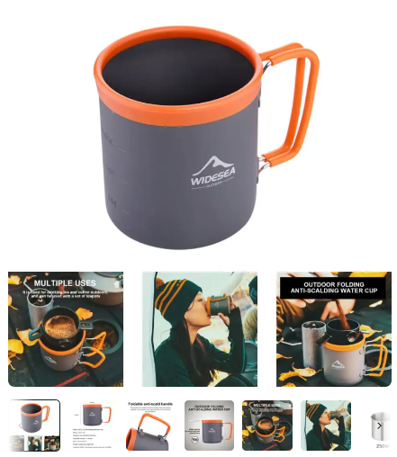 480ml Cookware Kit WIDESEA Aluminum Camping Cup Outdoor Tableware Travel Picnic Drinking Mug Orange PP BBQ Tableware Equipment