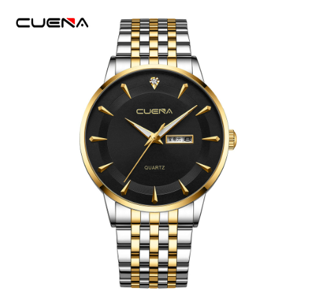 Men's Watches CUENA Brand Fashion Simple Unique Style Stainless Steel Quartz Analog Waterproof SILVER GOLD BLACK