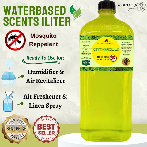 Aromatic CITRONELLA 1L Mosquito Repellents Disinfectants Water based for Humidifier, Sprayer