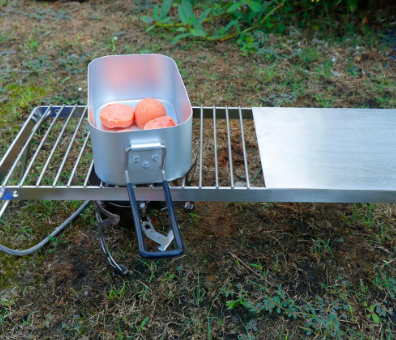 2 in 1 Outdoor Folding Stove Stand & Barbecue Grill Camping Table Pot Holder BBQ Net Stainless Steel