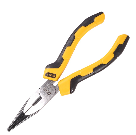 Deli 6"/8"Long Nose Plier High Carbon Steel Neddle Nose Plier PVC Two-color Handle DL2106/DL2108