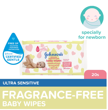 Johnson's Fragrance Free Baby Wipes 20s - Wipes for Baby, Baby Care, Baby Essentials, Wet Wipes