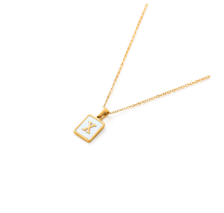 St.kunkka Stainless Steel Gold Letter Pendant Necklace Ladies A-Z Letter Necklace for Gift X