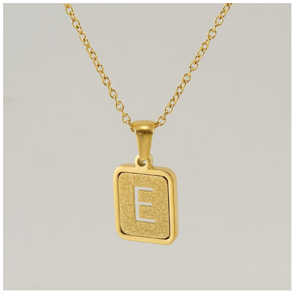 Fashionable 18K Stainless Steel Hollowed Out 26 Capital Letters Necklace for Womens Titanium Steel Letter Pendant Collarbone Chain E