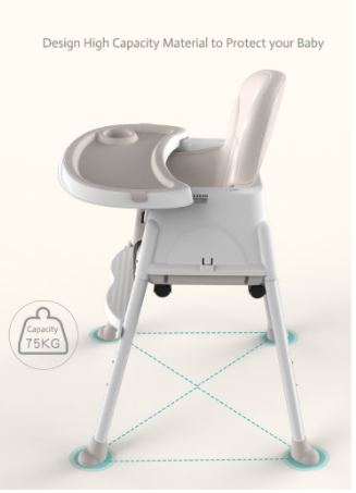 Baby High Chair with Adjustable Height and Removable Legs