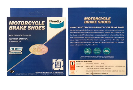 Bendix Motorcycle Brake Shoe Rear For Yamaha Sz16, Sz-R, Xtz1, Ytx125, Sight And Aerox 155 (Ms1)