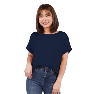 INSPI Drape Tops for Women Korean Top Trendy Tee Pambahay Blouse Cotton Shirt Yellow Blue Sleepwear (Navy Blue)