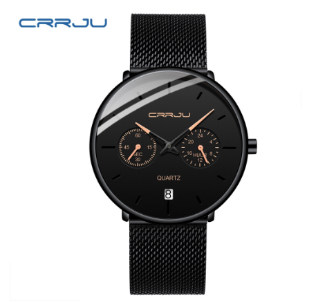 CRRJU Men's Watch Original Brand Multifunctional Fashion Business Analog Quartz Stainless Steel Waterproof 2263 X ORANGE 1