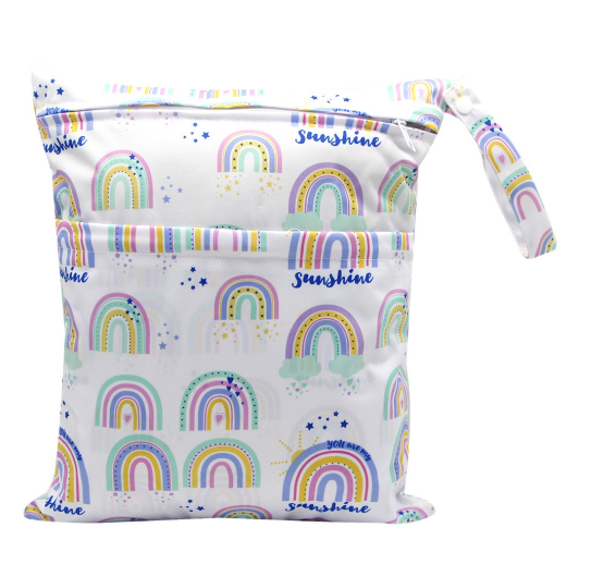 Diaper Wet Dry Bags Duble Zipper Printed Portable Waterproof Dag Storage Bag Swimwear Bag  30x36cm