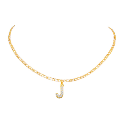Vnox 14 Yellow Gold Plated Cubic Zirconia Initial Necklace Letter Necklaces for Women 20inch Chain j