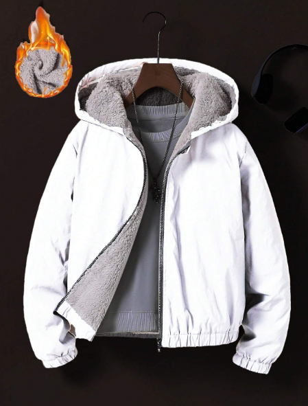 Teens (Girls) 2024 Autumn Winter New Glow-In-The-Dark Hooded Fleece Warm Jacket